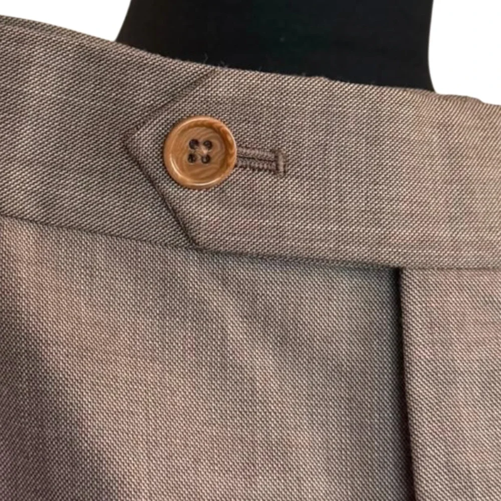 Brooks Brothers Madison 2 Piece Set Brown Suit Jacket 46R & Pleated Trousers 44